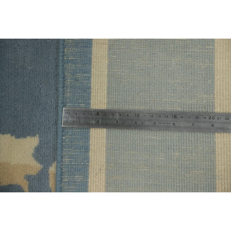 Hand-knotted Tribal Wool Blue Geometric Oriental Area Rug - 8' 0'' X 7' 11''