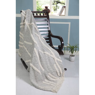 Sevita Overtufted Folk Design Throw Blanket With Fringe