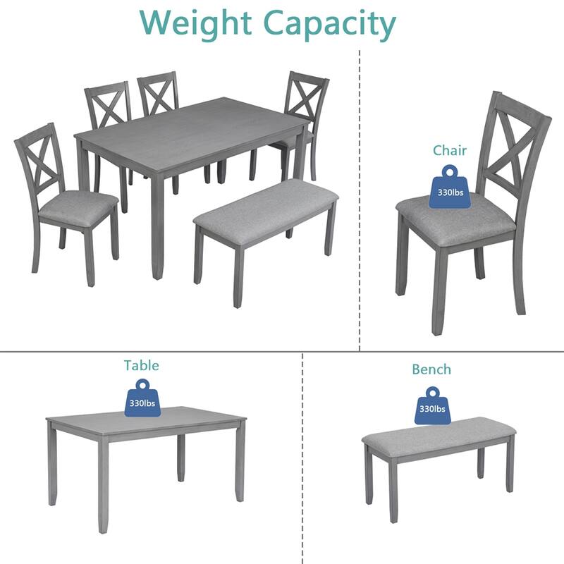 Wooden Dining Rectangular Table with Bench,Kitchen Table with Bench