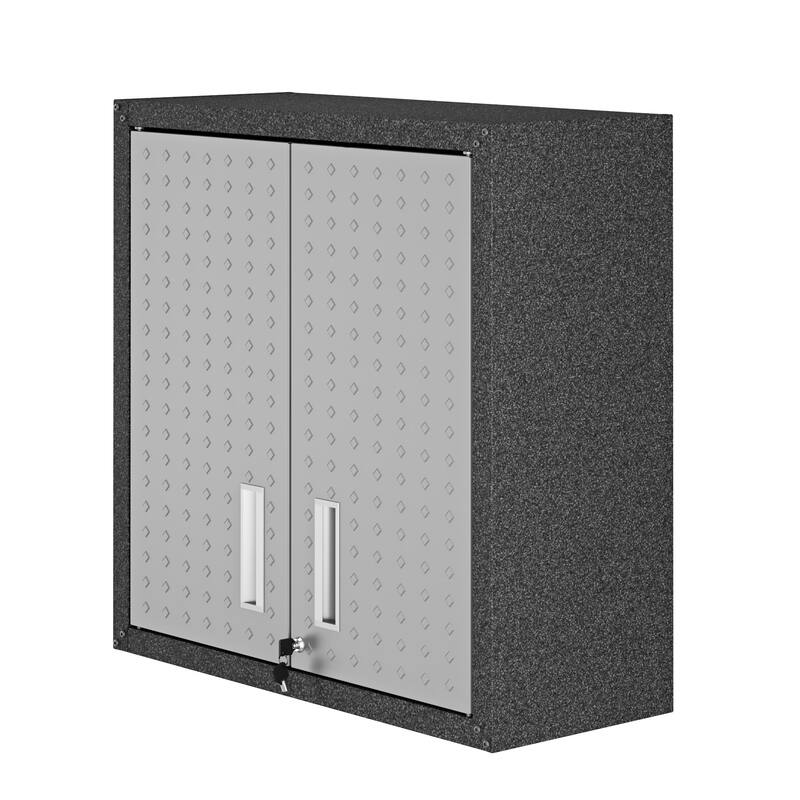 Fortress 30" Floating Textured Metal Garage Cabinet with Adjustable Shelves in Grey