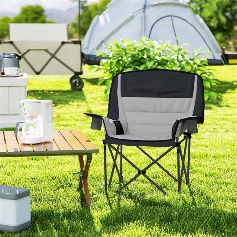 Premium Foldable Camping Chair with Carry Bag 600D Oxford Fabric Metal Frame - 39" W x 28" D x 40.6" H