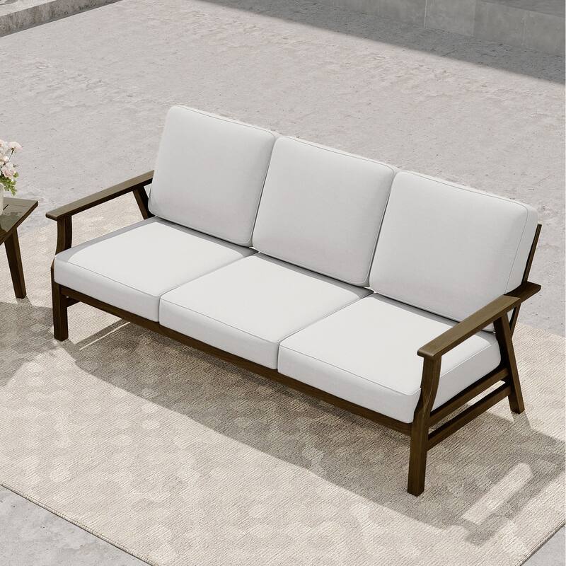 Modern Wood Cushioned 5-Piece Outdoor Patio Conversation Set