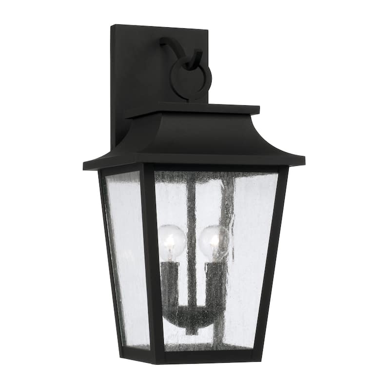13"W x 24"H 4-Light Outdoor Tapered Wall Lantern in Oiled Bronze with Ripple Glass - Black - 10"W x 20"H x 11"E
