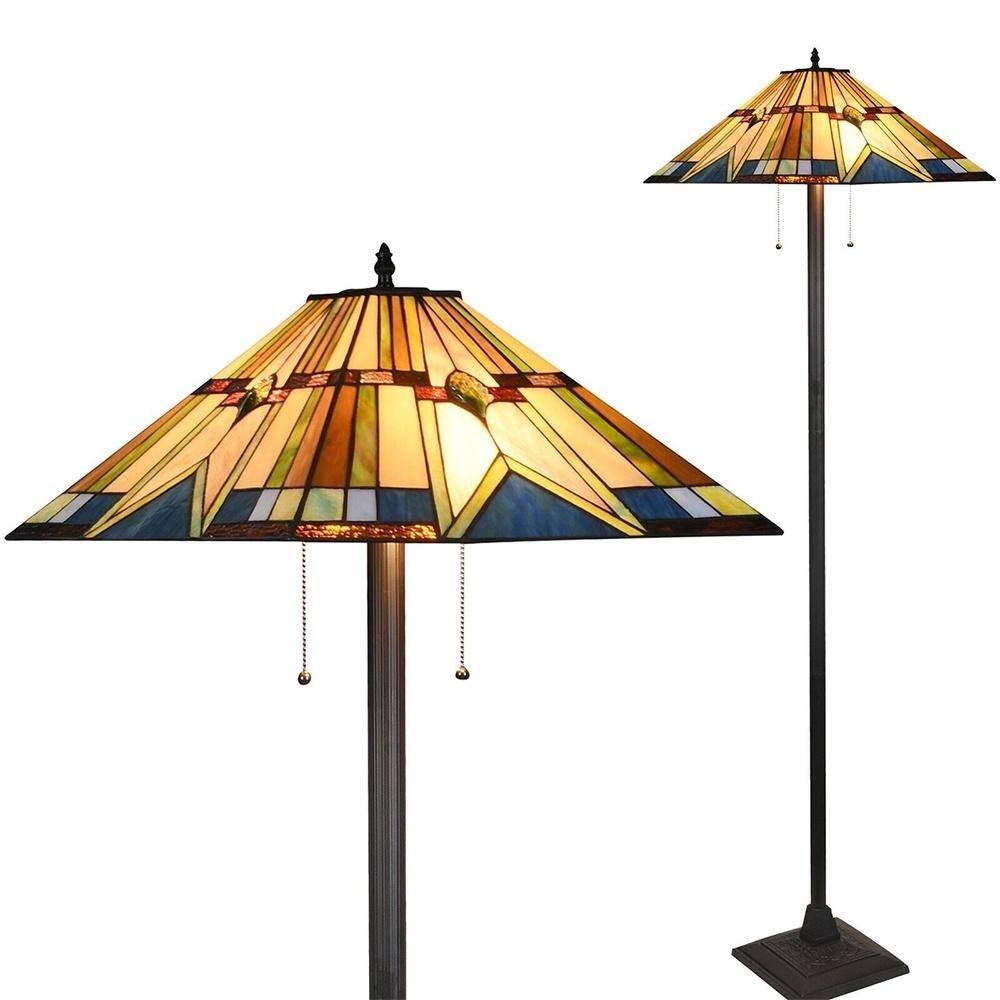 Tiffany Style Floor Lamp 65" Tall Stained Glass Light Fixture - 16" x 65"