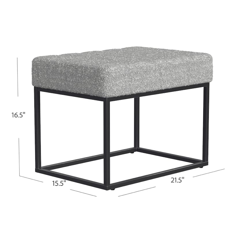 Kai Ottoman Footstool, Heather Gray Yarn Cream Boucle, Black, 22 Inch