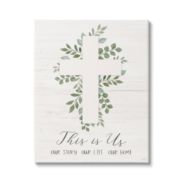 Stupell This Is Us Botanical Cross Symbol Canvas Wall Art by Natalie Carpentieri - 16 x 20