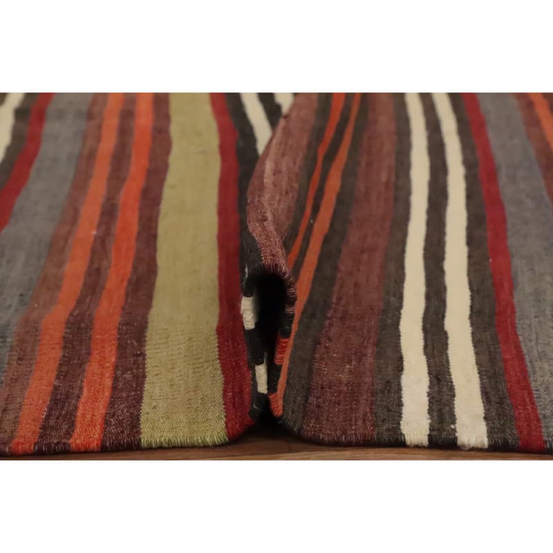 Hand Woven Oriental 100% Wool Carpet Southwestern Geometric Multi-Colored Kilim Area Rug - 8' 6'' X 5' 3''