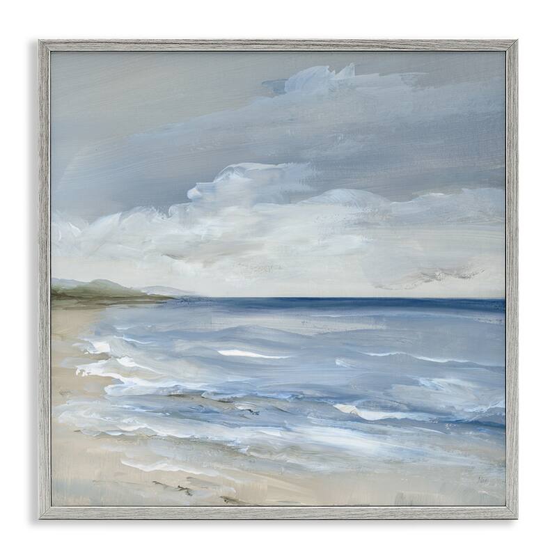 Stupell Stormy Beach Landscape Framed Giclee Art Design By Nan - 17 x 17 - Grey
