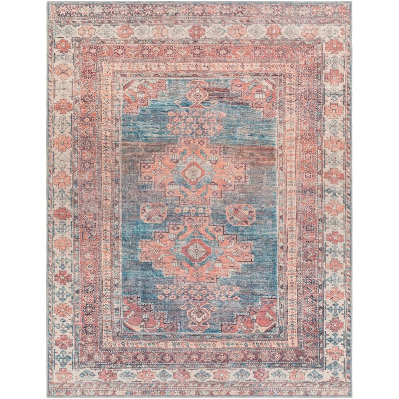 Livabliss Traditional Colin Medallion Washable Area Rug