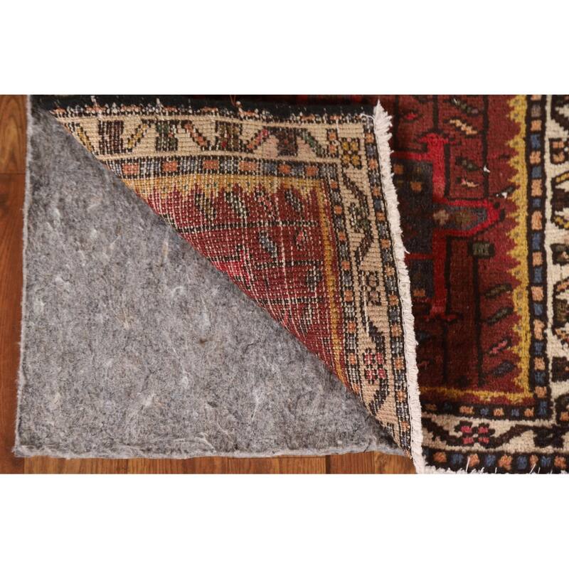 Red Gharajeh Persian Vintage Runner Rug Handmade Wool Carpet - 1'11"x 4'11"
