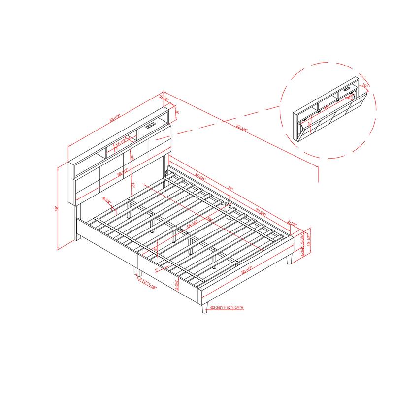 Rosdale Grey Upholstered Storage Bed w/ USBs by Furniture of America