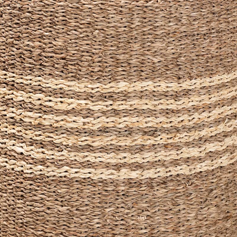 Wickham Modern Bohemian Natural Brown Seagrass Ottoman Footstool