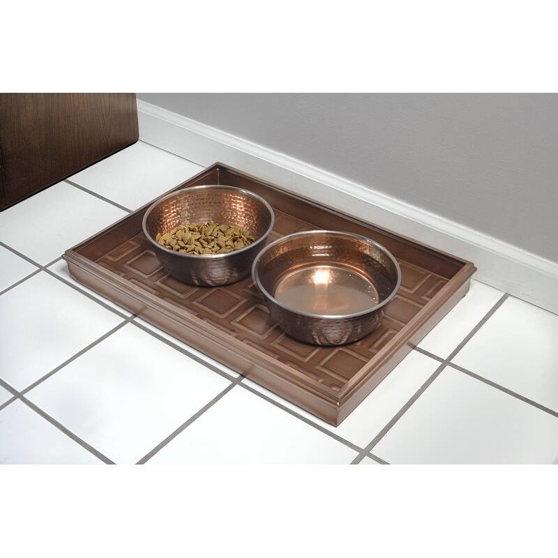 20" Squares Multi-Purpose Boot Tray for Boots, Shoes, Plants, Pet Bowls, and More, Copper Finish by Good Directions
