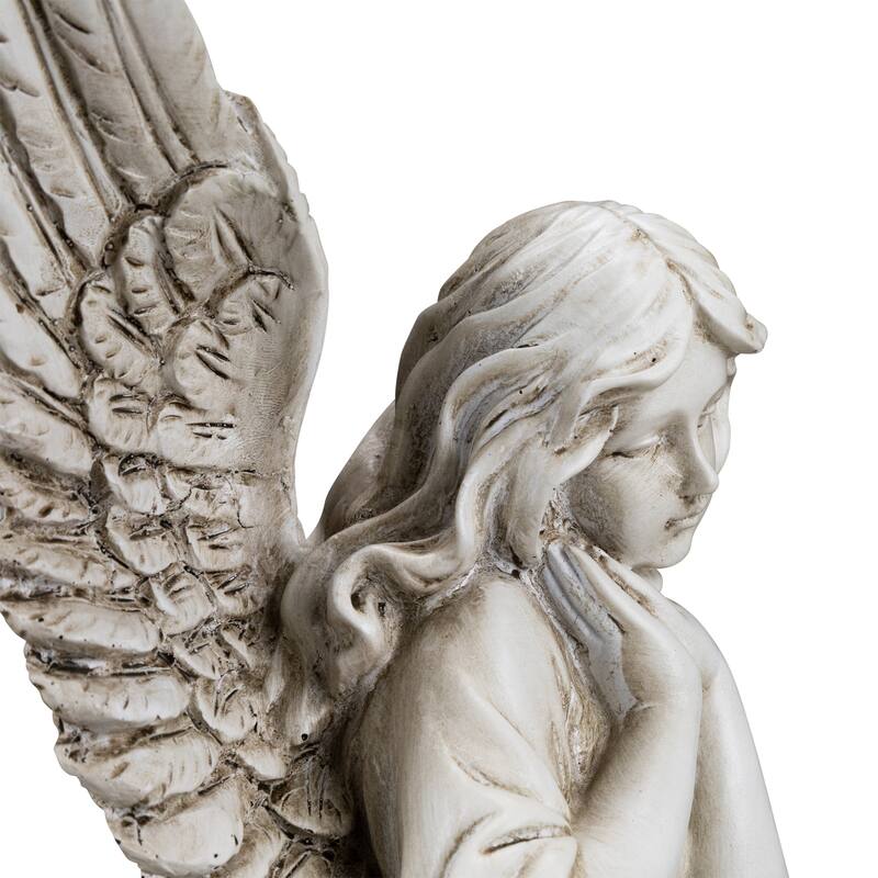 Kneeling Angel with Open Wings Statue - 13"