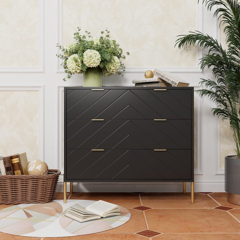 Clihome 3-Drawer Storage Chest Dresser for Bedroom