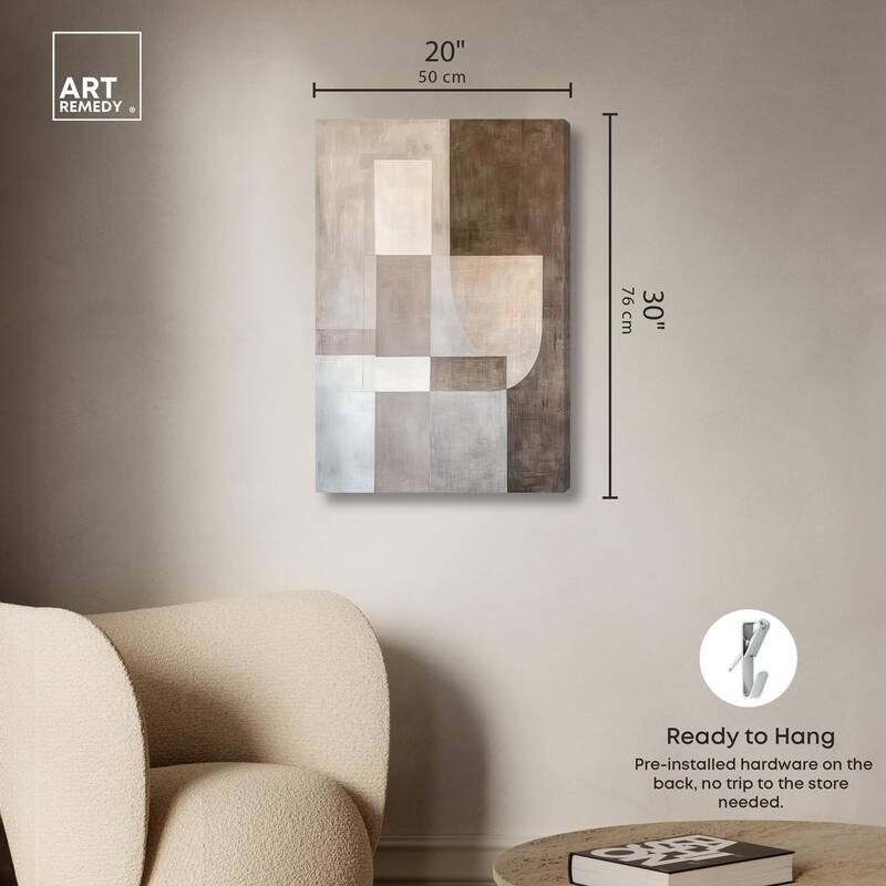 Neutral Tone Blocks I Canvas by Art Remedy, Gallery Wrapped