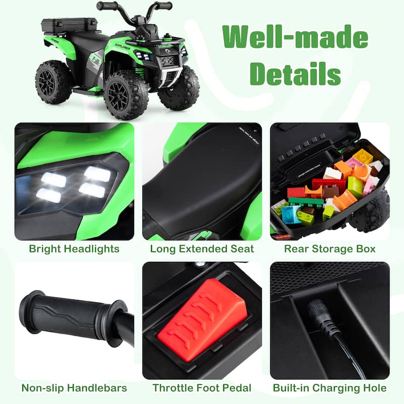 Costway 6V Toddler Ride On Electric Car ATV with Lights & Music & USB - See Details