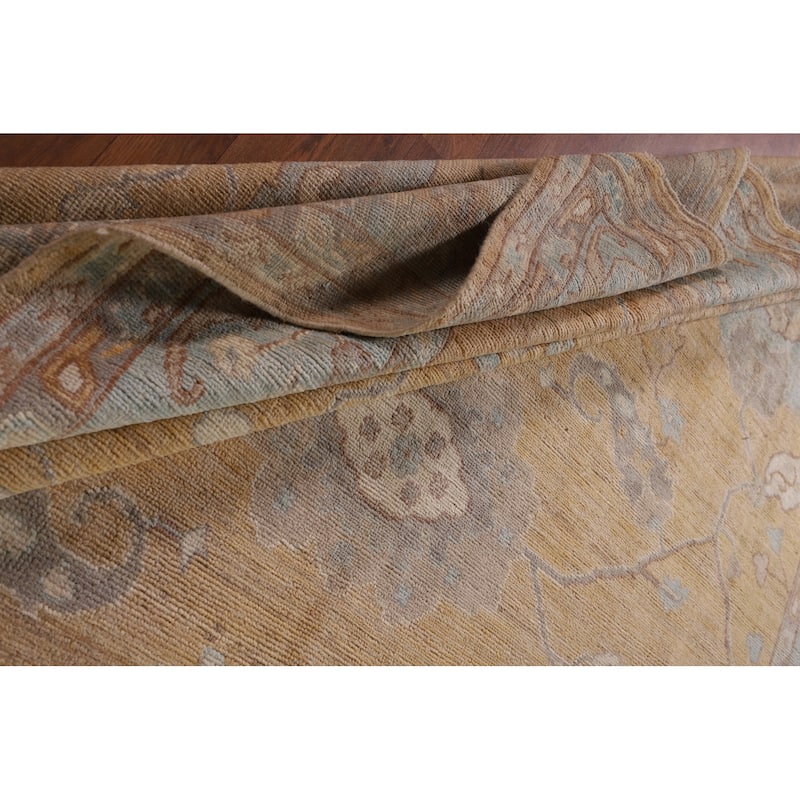 Vegetable Dye Oushak Turkish Area Rug Handmade Floral Wool Carpet - 8'1" x 10'0"