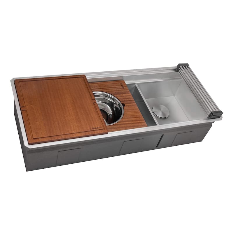 Ruvati 45-inch Double Bowl Workstation Kitchen Sink Undermount 16 Gauge Stainless Steel - RVH8253