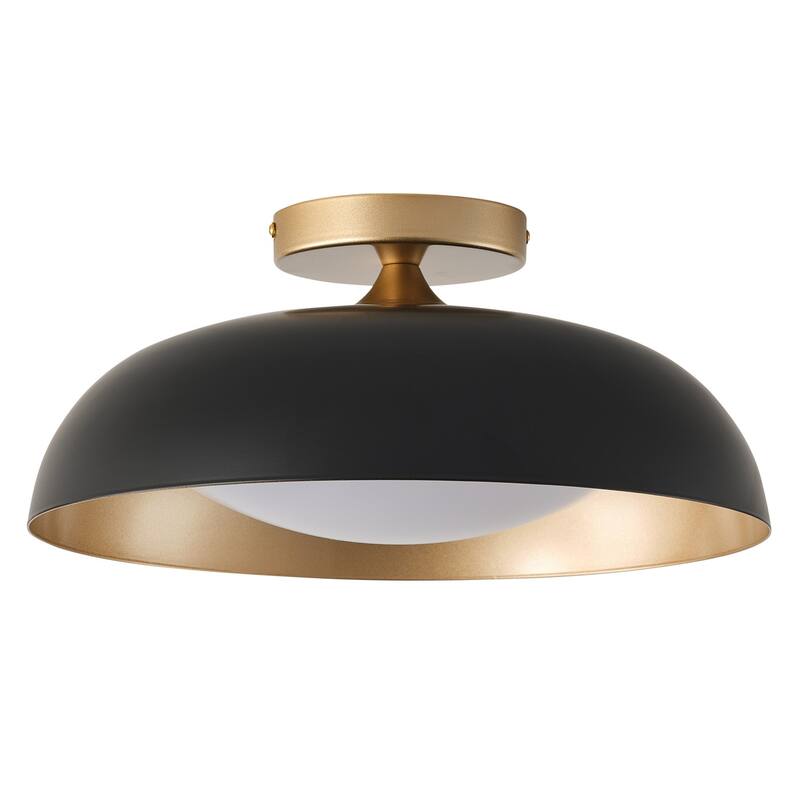 Modern Matte Black Semi Flush Mount Ceiling Light for Hallway Stairway Foyer