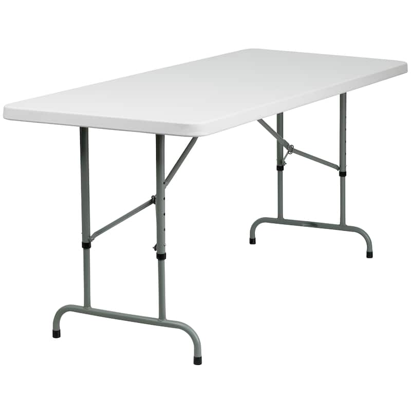 30"W x 72"L Height Adjustable Granite White Plastic Folding Table