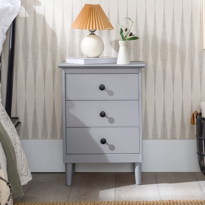Classic 3-Drawer Solid Wood Nightstand for Living Room, Bedroom and Office