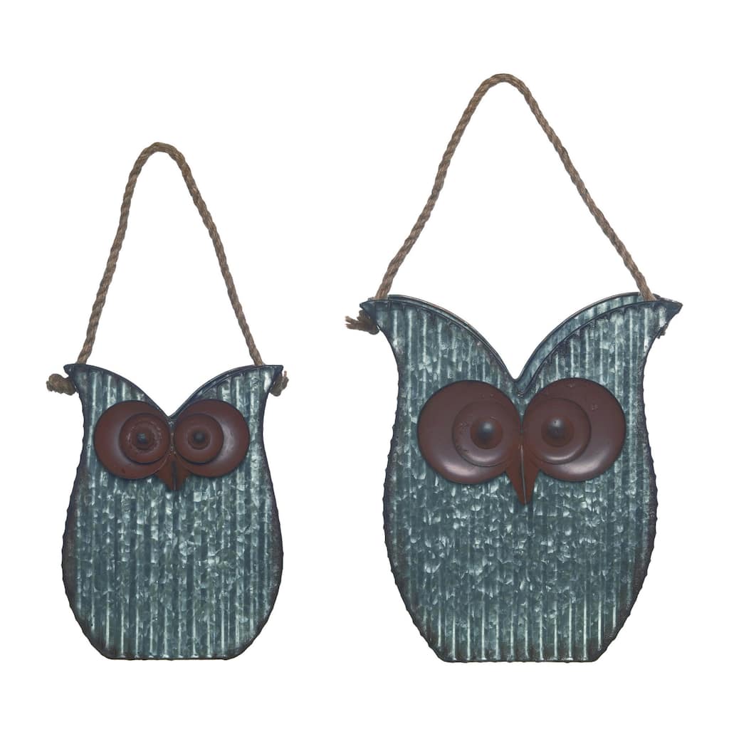 Transpac Metal 12.5 in. Multicolor Spring Layered Owl Containers Set of 2