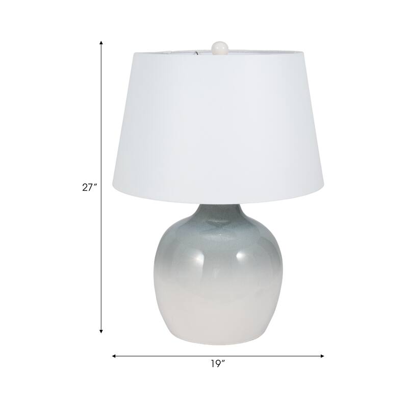 Sagebrook Home Ceramic Table Lamp 27" - Blue/White Reactive Finish Decor Piece - 19" x 19" x 27"