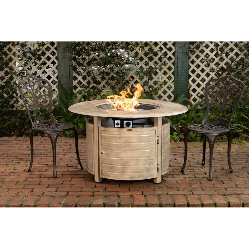 Thatcher Driftwood Round Aluminum LPG Fire Pit - N/A