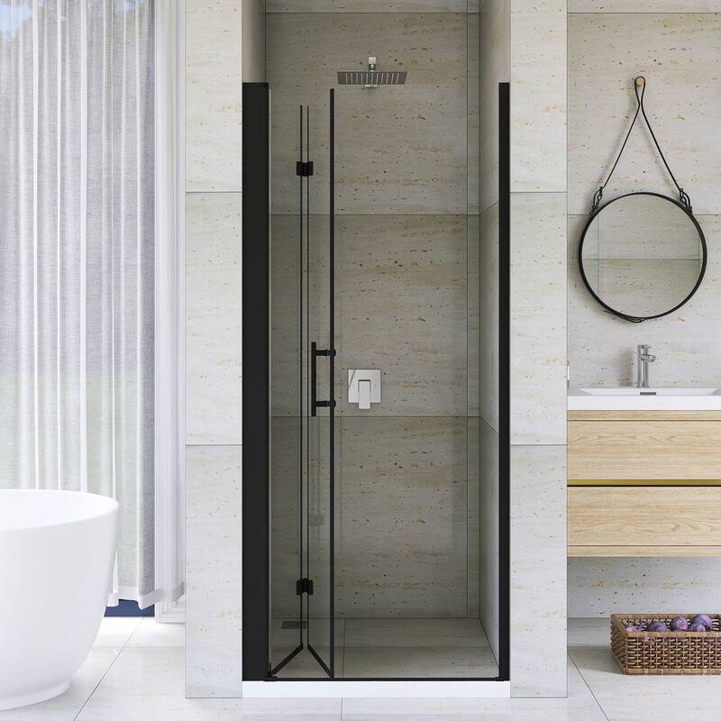 Bifold Framed Shower Door in Matte Black Finish