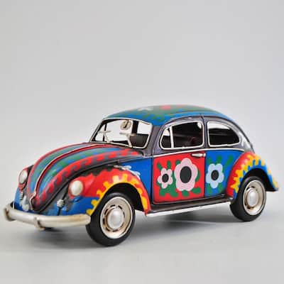1934 Colorful Vw Beetle With Flower Decoration 1:12 Scale Model Automobile Gift