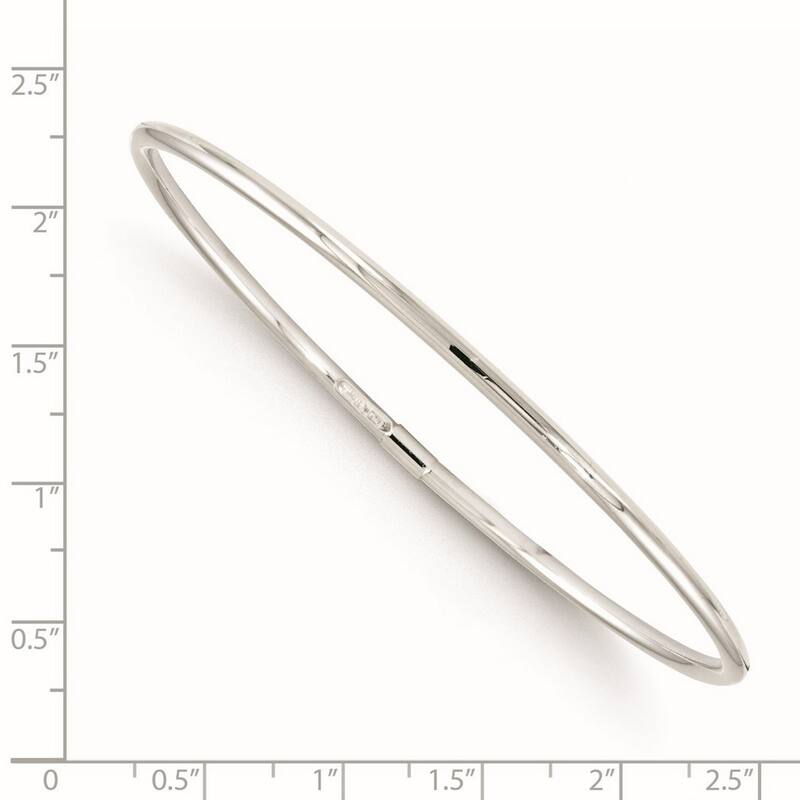 Curata 10k White Gold 7" Slip on Polished Stackable Bangle Bracelet