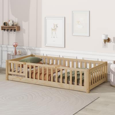 Floor Platform Bed With Fence And Door