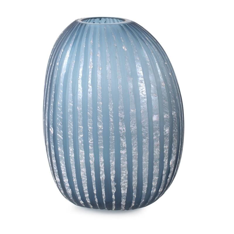 Allan Andrews Contemporary Asymmetrical Matte Blue & Silver Glass Vase Collection
