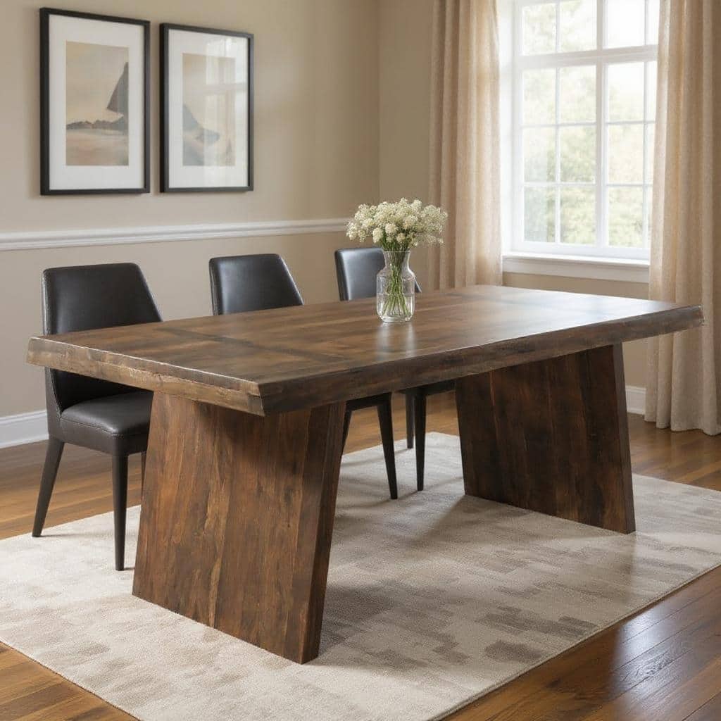 HomeRoots 75" Dark Brown Solid Wood Live Edge Dining Table - 75.00 in. x 30.00 in. x 38.00 in.
