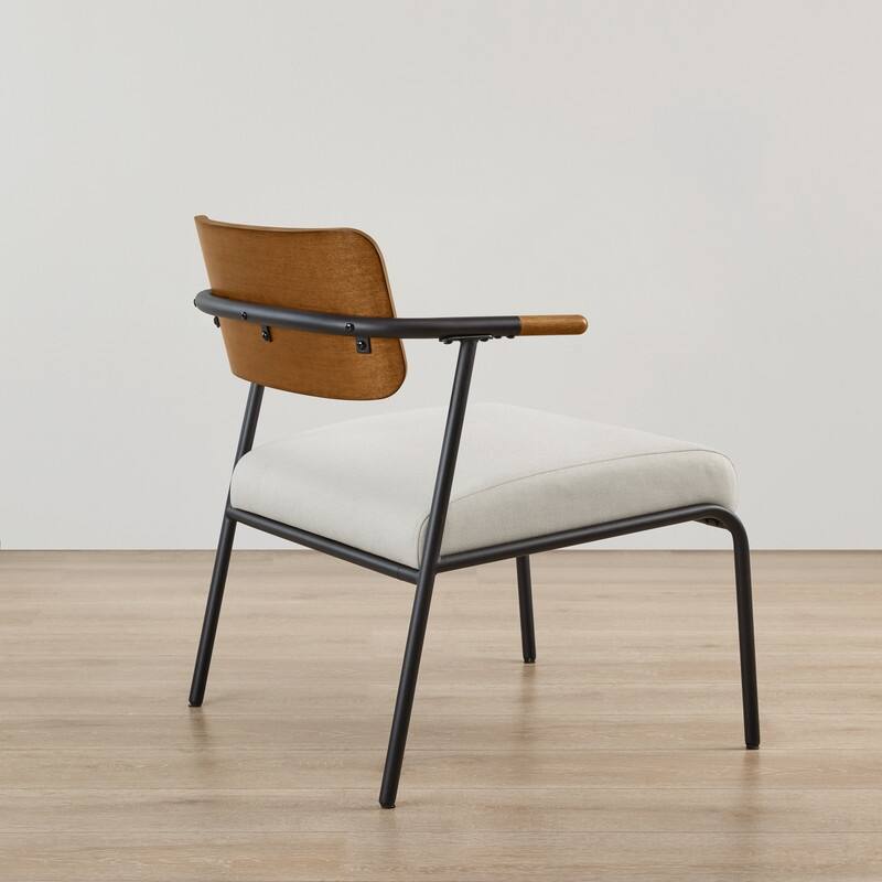 Cassie Upholstered Accent Chair with Metal Frame&Wood Back
