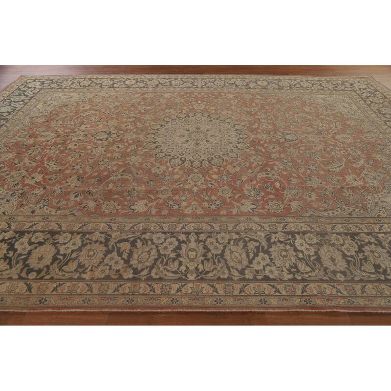 Traditional Kashan Persian Vintage Area Rug Hand-knotted Wool Carpet - 10'0" x 13'4"