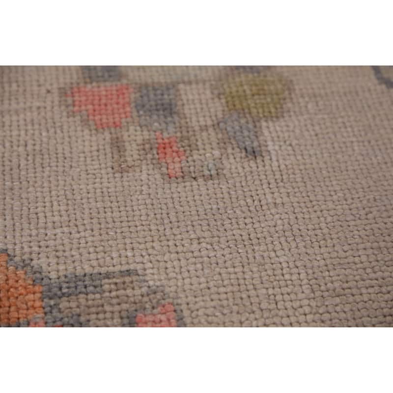 Hand Knotted Oriental 100% Wool Carpet Transitional All-Over Beige & Ivories Oushak Area Rug - 10' 1'' X 7' 10''