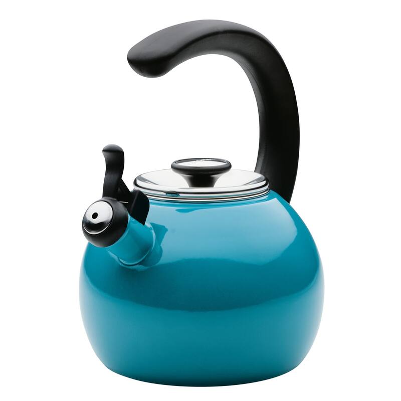 Circulon Enamel on Steel Whistling Induction Teakettle With Flip-Up Spout, 2-Quart, Navy