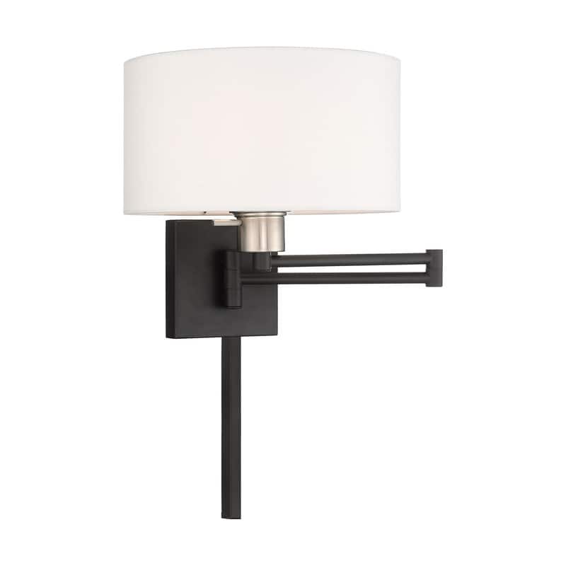 Livex Lighting 1-Light Off-White Drum Shade Swing Arm Wall Lamp, 40036