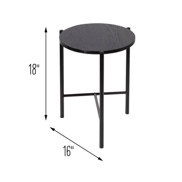 Honey-Can-Do Black Round Side Table with T-Pattern Base
