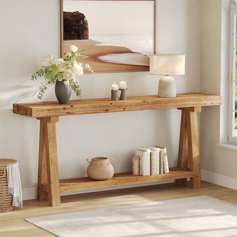 Solid Wood Console Table for Entryway, 70.87-Inch Long Sofa Table
