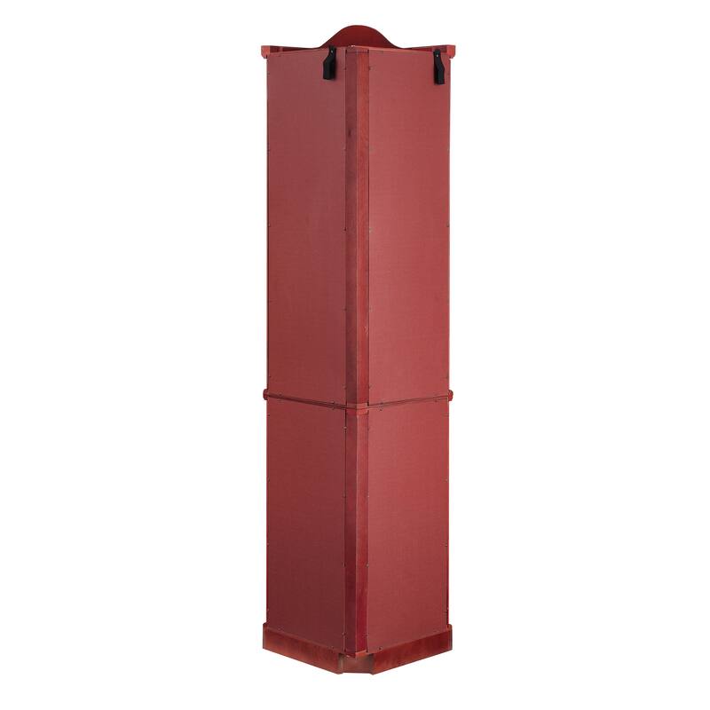 Lighted Corner Curio Cabinet with Tempered Glass Doors & Shelves - Elegant Cherry Display Case with Bulb