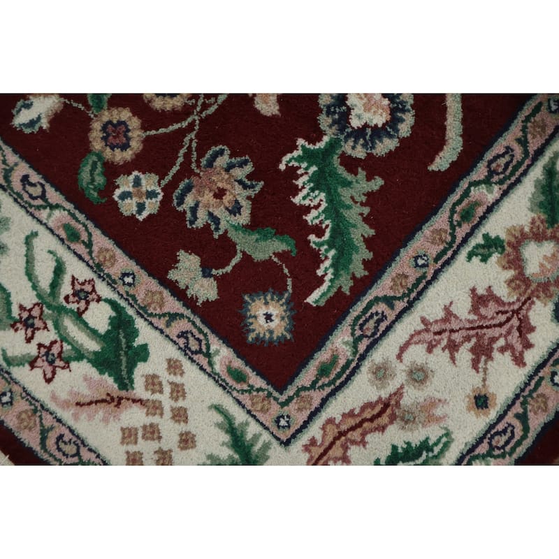 Hand Knotted Oriental 100% Wool Carpet Traditional All-Over Red Agra Area Rug - 5' 11'' X 4' 0''