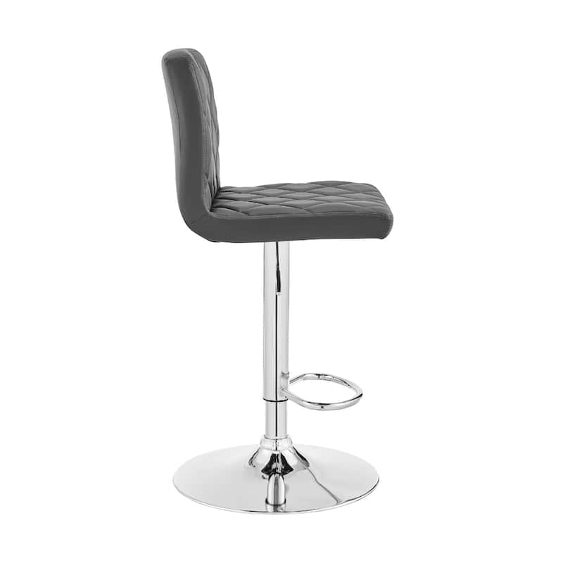 24" Modern Swivel Bar Stool with Adjustable Height and PU Leather Seat Iron Base Low Back Design - 43”H x 21”W x 20”D