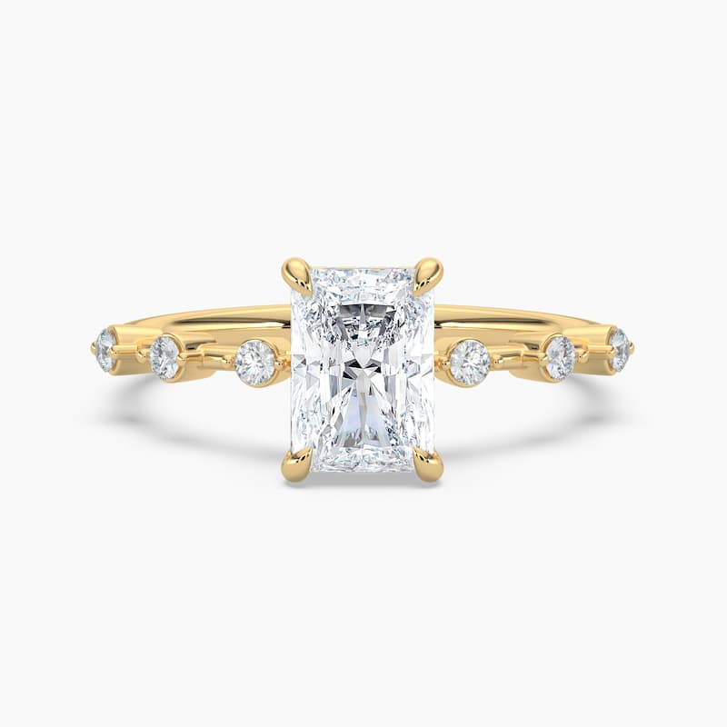 Auriya 14k Gold Radiant Lab Grown Diamond Station Hidden Halo Engagement Ring 1.00 to 5.00 ct. tw. (F-G, VS) - 5.5 - 4.00 carats - Yellow