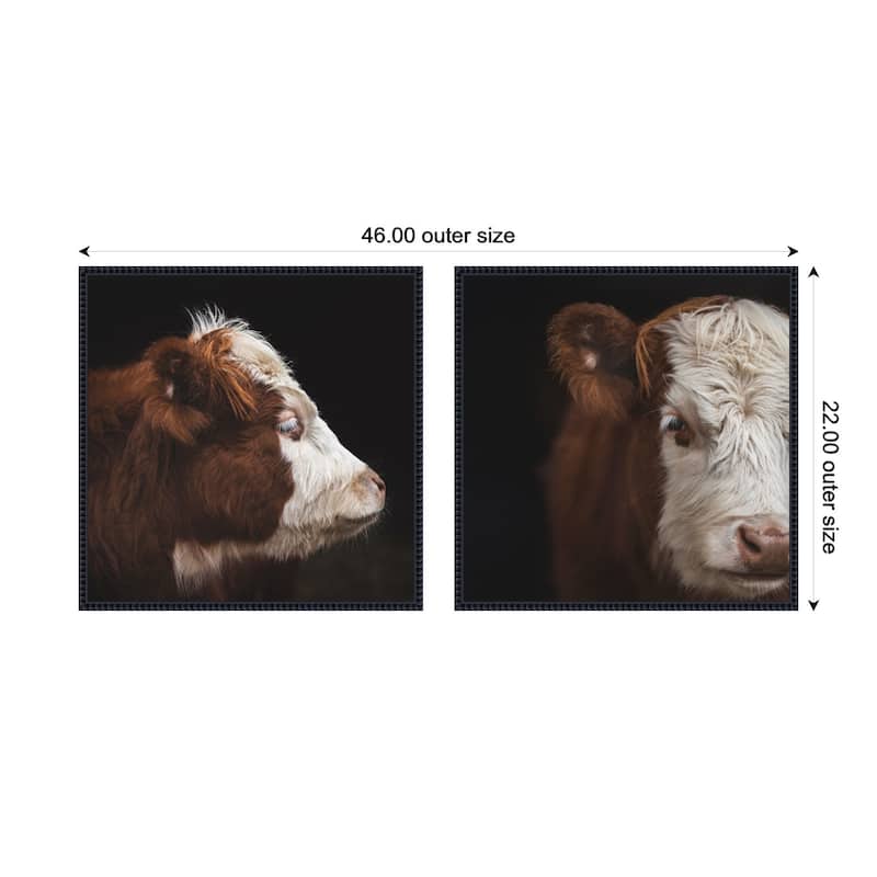 Kate and Laurel Cow Close 2 Piece Framed Canvas Wall Art Set by Emiko and Mark Franzen F2 Images