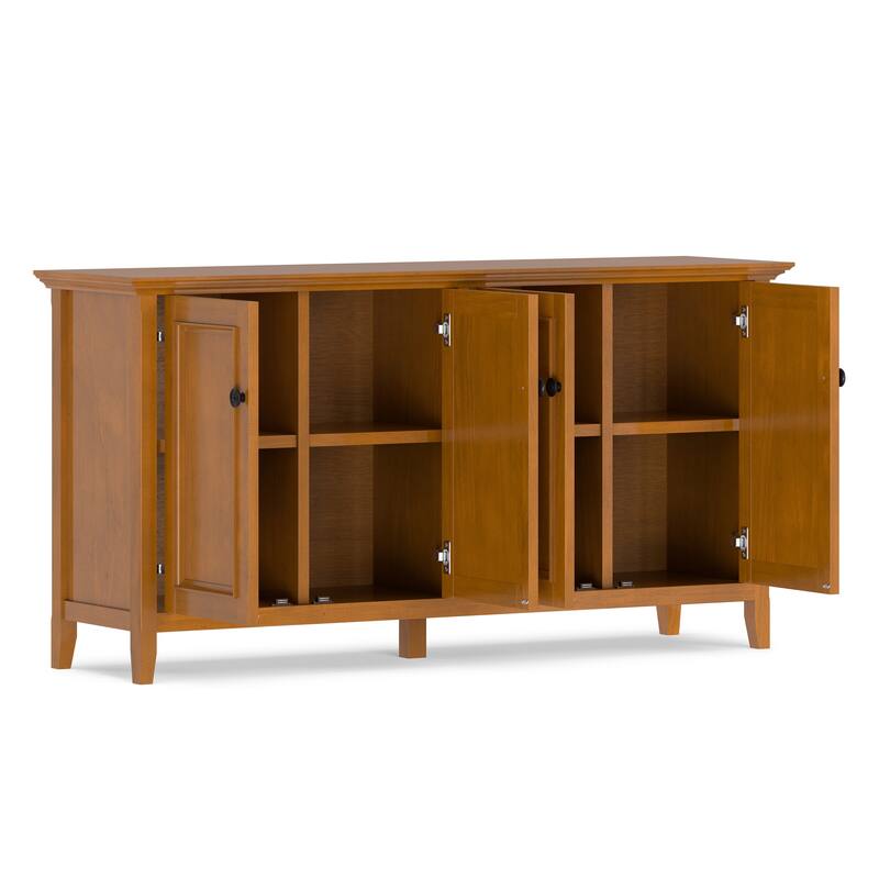 WYNDENHALL Halifax SOLID WOOD 66" Wide Transitional Wide 4Door Storage Cabinet - 18"d x 66" w x 34"h