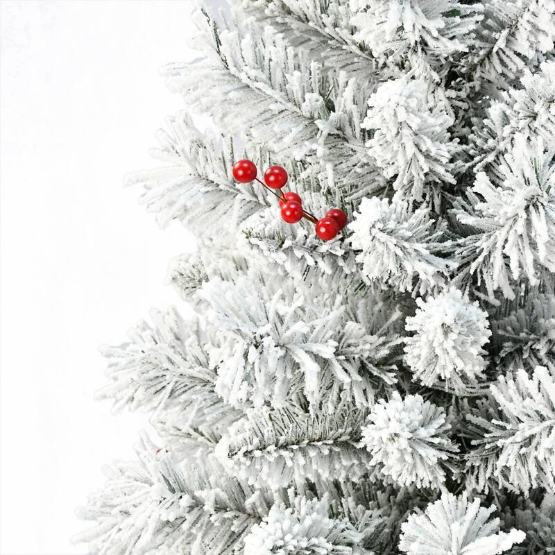Puleo International Set of 2 5 ft. Pre-Lit Potted Flocked Western Spruce Trees