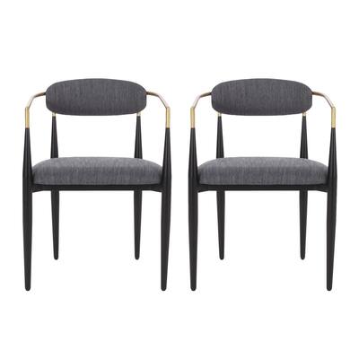 Elmore Fabric Upholstered Iron Dining Chairs (Set of 2) by Christopher Knight Home